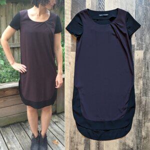 All Saints Lacyn T-Shirt Dress Short Sleeves Relaxed Fit Black Plum